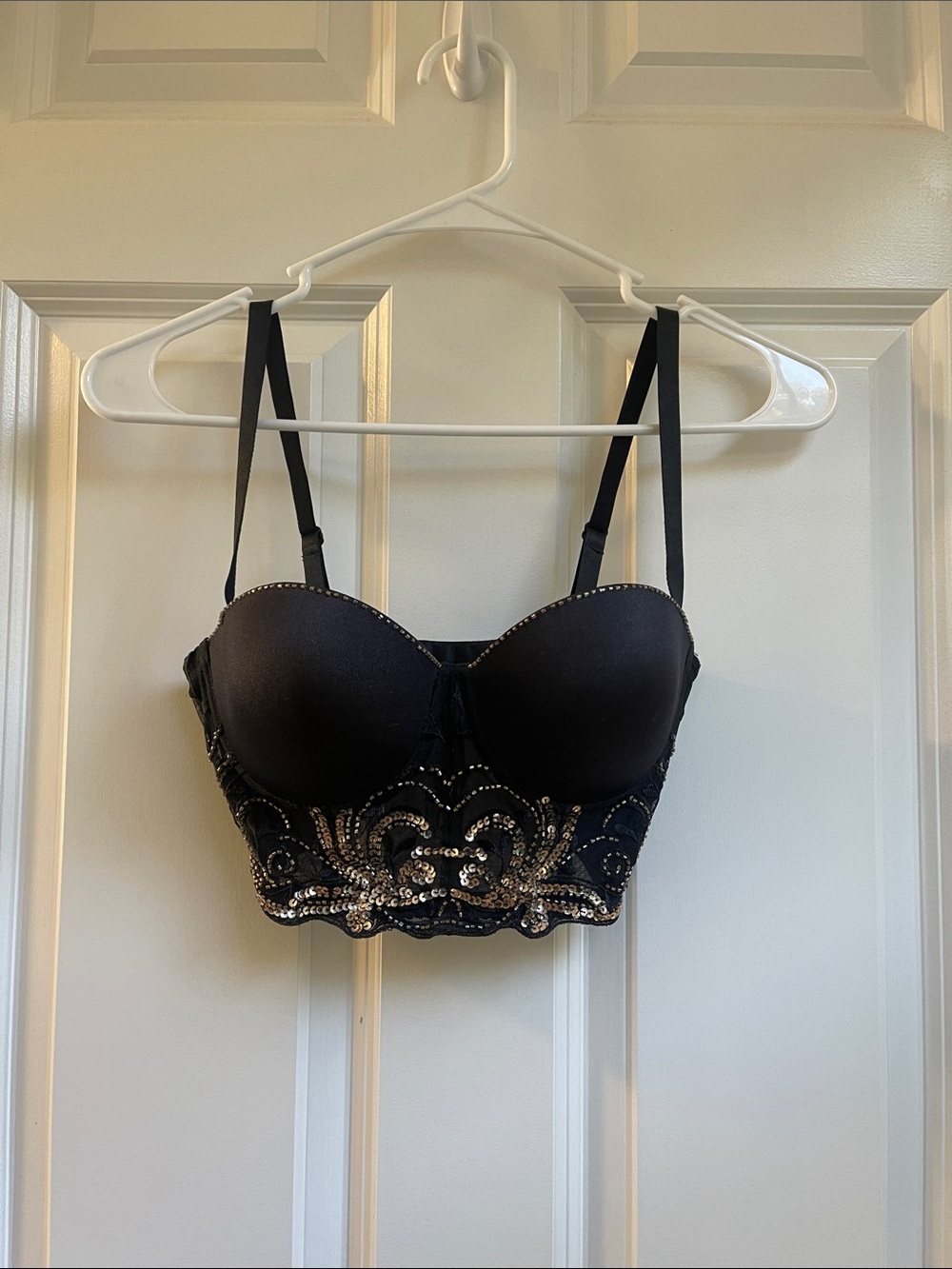 BEBE Black Embellished Longline Strapless Bra - Women Intimates